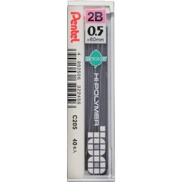 Pentel Hi-Polymer Pencil Lead 40'S 2B 0.5mm