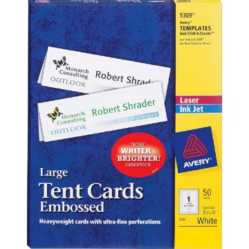 Avery Large Tent Cards 50'S (3.5" x 11") Embossed