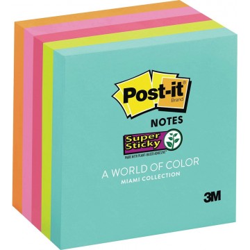 3M Post-it Super Sticky Notes 654-5SSMIA (3" x 3") Miami Collection