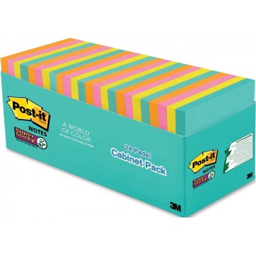 3M Post-it Super Sticky Notes 654-24SSMIA-CP (3" x 3") 24'S Miami Collection