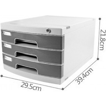 3-Drawer File Cabinet w/Key Lock (39.4 x 29.5 x 21.8cm)