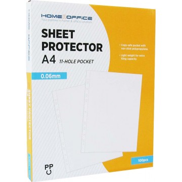 HnO 11-Hole Sheet Protector 0.06mm 100’S A4 Box Clear