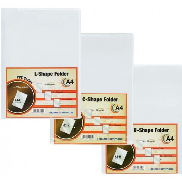 HnO PVC Clear Folder 25'S A4 (L-Shape, C-Shape, U-Shape)